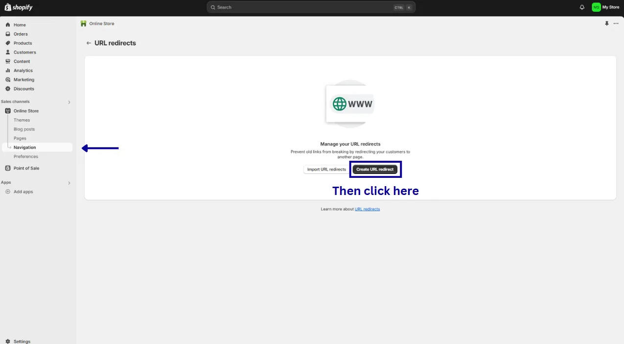 Import URL redirects (if you want to fix multiple links) or Create URL redirects